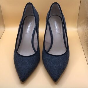 ANTONIO MELANI Dark Charcoal Pointed Toe Wool Pumps